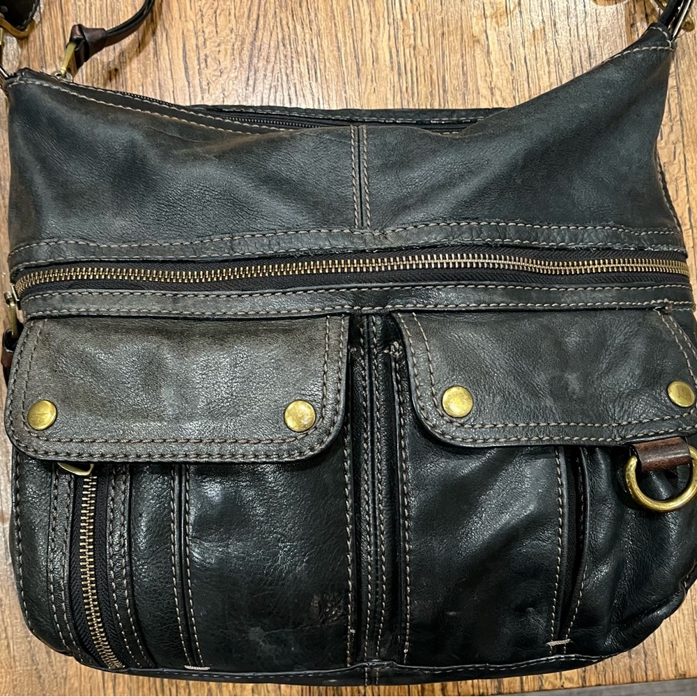 Fossil Black Leather Crossbody Bag